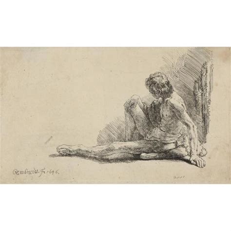 After Rembrandt Van Rijn Dutch 1606 1669 Nude Man Seated On The