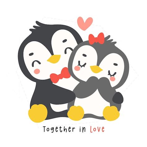 Premium Vector | Loveable Valentine penguin couple hugging in a ...