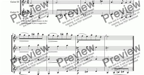 Menuet From Suite No Bwv For Guitar Quartet Sheet Music Pdf