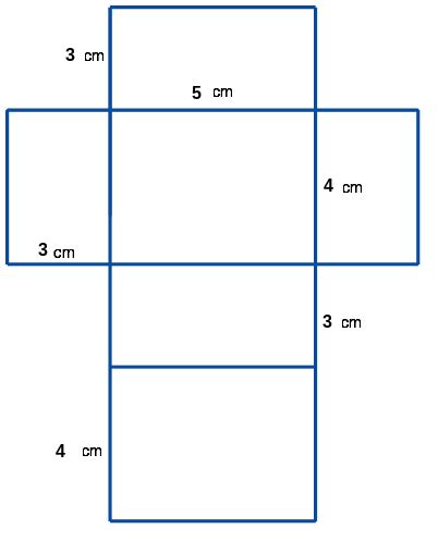 Draw net of a cuboid of sides 5cm4cm3cm