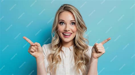 Premium Photo Happy Surprised Blonde Young Female Smiling Broadly