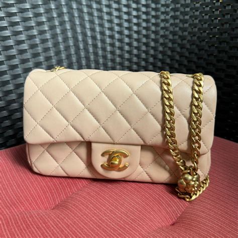 Chanel Camelia Pearl Crush Rectangular Flap Beige Luxury Bags