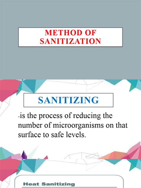 METHOD of SANITIZATION PPT WEEK 2 DAY 2 | PDF