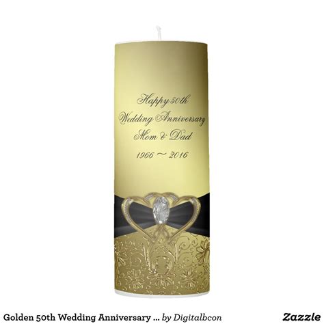 Golden 50th Wedding Anniversary Pillar Candle 50th Wedding Anniversary 50th