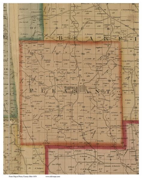 Pleasant Ohio 1859 Old Town Map Custom Print Perry Co Old Maps