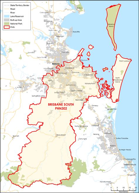 Brisbane South Qld Primary Health Network Phn Map Topographic