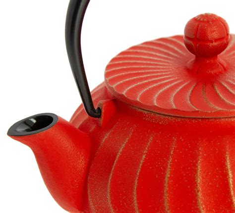 Iwachu Cast Iron Teapot Nami Red Ml Live Green