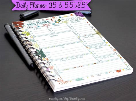 Daily Planner Printable Printable Daily Schedule A5 55x85