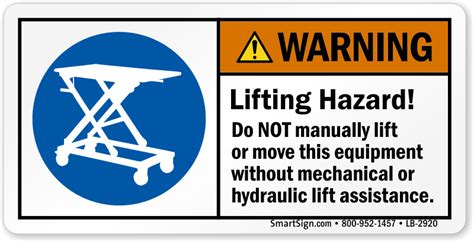 Warning Lifting Hazard Do Not Lift Manually Label Sku Lb