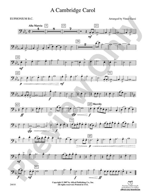 A Cambridge Carol Baritone B C Baritone B C Part Digital Sheet