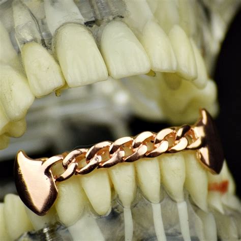 14k Rose Gold Plated Cuban Bottom Vampire Fangs Grillz