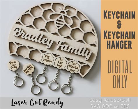 Glowforge Svg Files Keychain Wall Key Holder Laser Cut Cnc Etsy