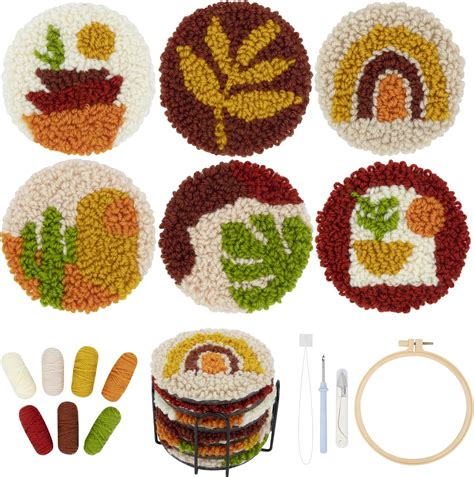 Amazon Temlum Punch Needle Coasters Kit Punch Needle Embroidery