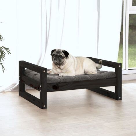 Furniture Limited Cama Para Perros Madera Maciza De Pino Negro