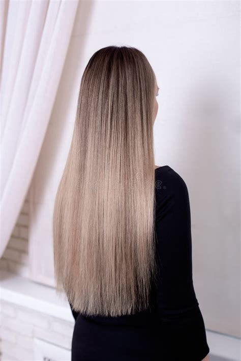 Female Back With Long Straight Blonde Hair Stock Photo Image Of Back Head 315028094