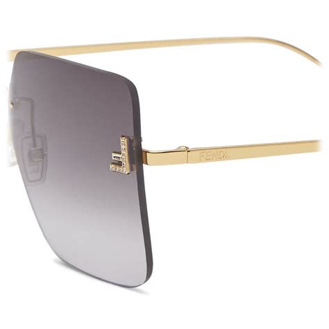 Fendi Fendi First Oversized Square Sunglasses Gold Gray Gradient Sunglasses Fendi