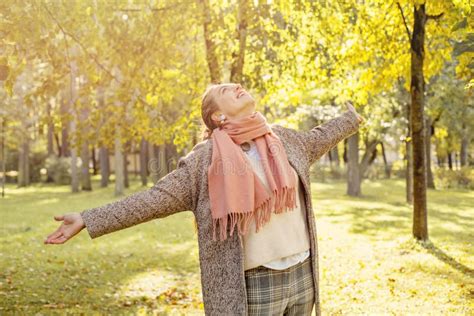 Beautiful Autumn Woman Holding Yellow Maple Leaf Outdoors Romantic