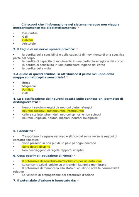 DOMANDE CROCETTE ESAME Fondamenti Anatomo fisiologici dell attività