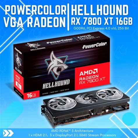 PowerColor Hellhound AMD Radeon RX 7800 XT 16GB GDDR6 Quadra Computer