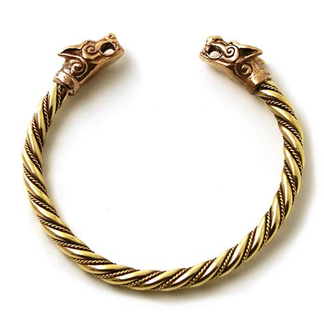 Buy Bronze Norse Viking Fenrir Wolf Head Twisted Cable Bangle Cuff