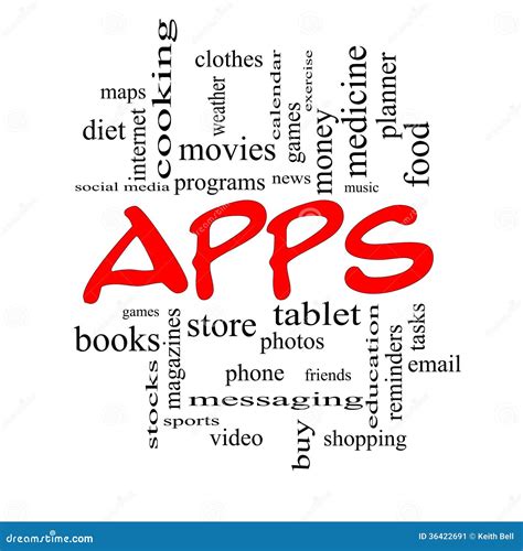 Apps Word Cloud Concept In Red Caps Stock Illustration Illustration