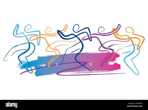 Dance party, modern dance group. Expressive, abstract stylized illustration of dancing people ...