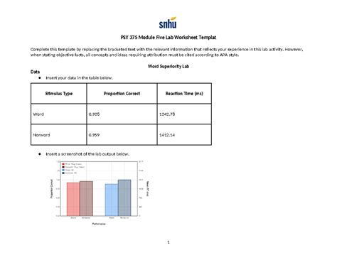 Psy Module Five Lab Worksheet Template Psy Module Five Lab