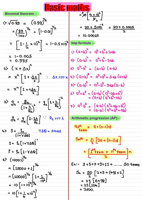 formula basic maths  neet students