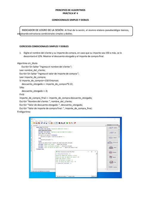 Practica Estructuras Condicionales Simples Y Dobles Principios De