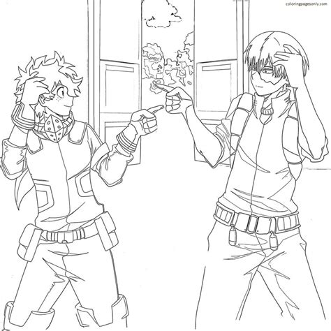 Deku And Shoto Todoroki Coloring Page Free Printable Coloring Pages