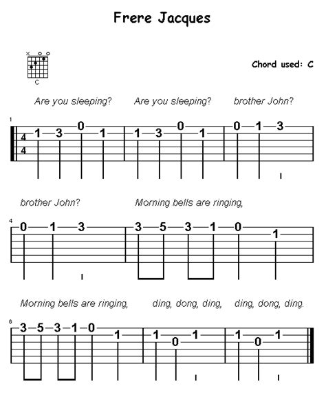 Section 3: Frere Jacques, C Chord