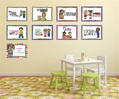 9 Classroom Rules Posters Classroom Bulletin Board Decorations Set Good