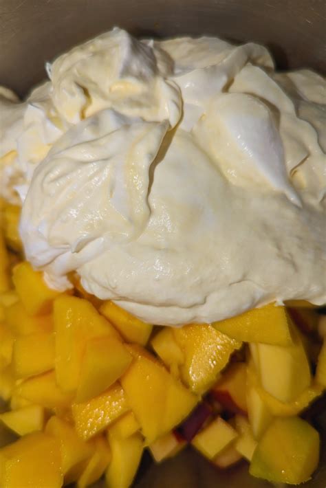 Orange Cream Dressed Mango Nectarine Summer Fruit Salad A Cents For