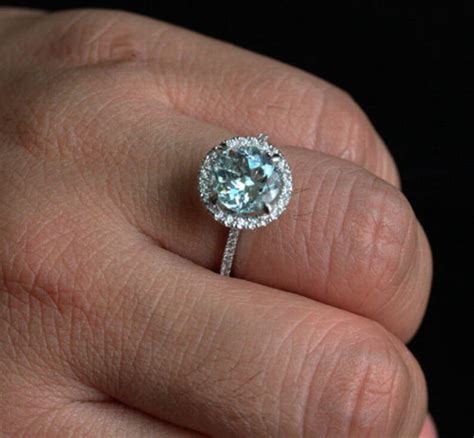 Aquamarine Engagement Ring Aquamarine Wedding Ring With 9mm Etsy