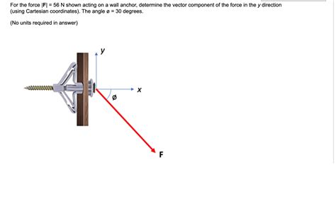 Solved For The Force F 56N Shown Acting On A Wall Anchor Chegg