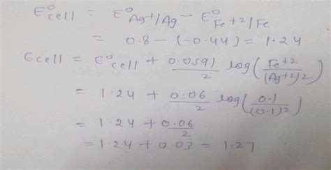 Calculate The Emf Of The Following Cell At 298 K Fe S Fe 2 0 001