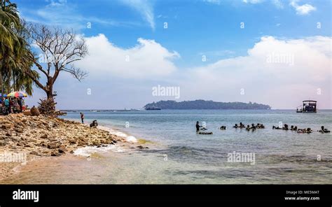 Tourist Before Scuba Diving Near North Bay Island Sea Beach At Andaman