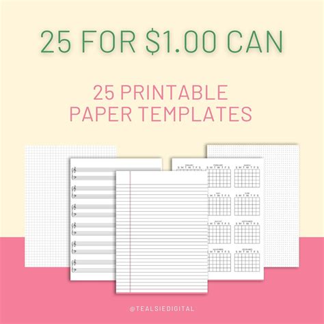 25 Printables // Paper Templates // Printable Templates // Notebook Journal Music Sheets Graph ...