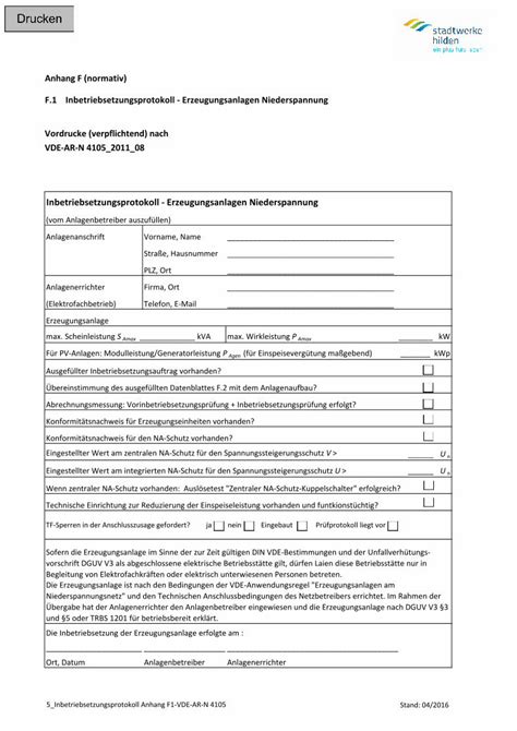 PDF Anhang F Normativ F 1 Inbetriebsetzungsprotokoll Anhang F