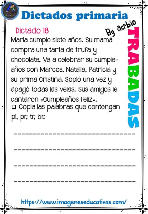 20 Dictados Para Primaria 1º 2º Y 3º Ciclo Imagenes Educativas