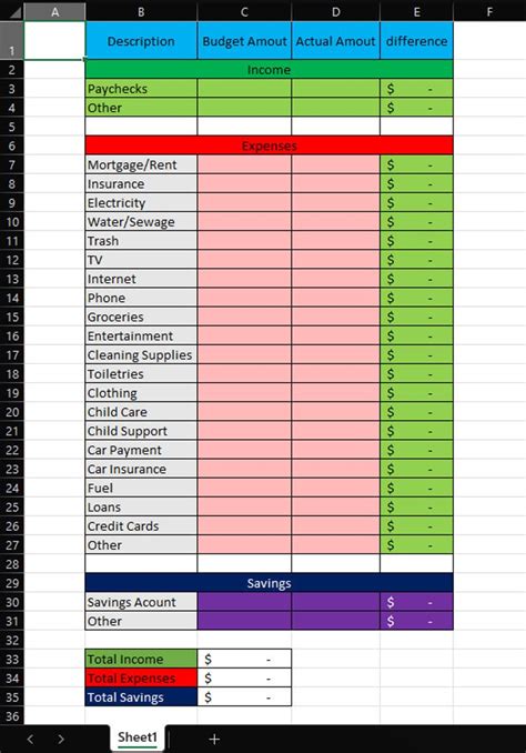 Excel Budget Template - Etsy