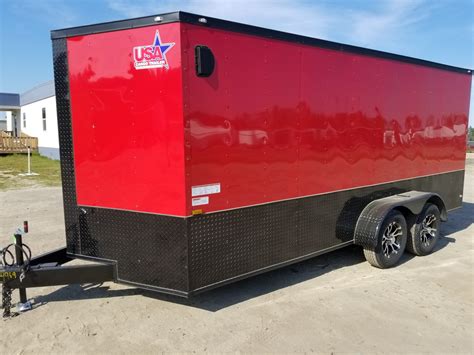 7x16 Custom Red & Black Toy Hauler Trailer (ad 730) - USA Cargo Trailer