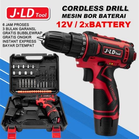 Jual Mesin Bor Baterai 12v JLD Murah Awet Cordless Drill Charger Tembok