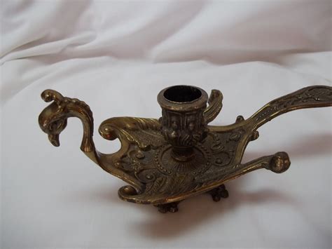 Vintage Brass Peacock Candle Holder Made In Italy