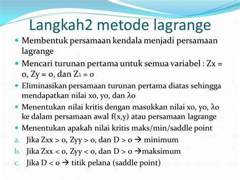 Optimasi Multivariat Dengan Kendala Persamaan Oleh Hafidh Munawir