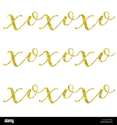 Xoxo Hugs And Kisses Glittery Gold Faux Foil Metallic Inspirational