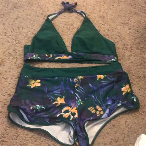 Swim Forest Green Tropical Floral Bikini Set Poshmark