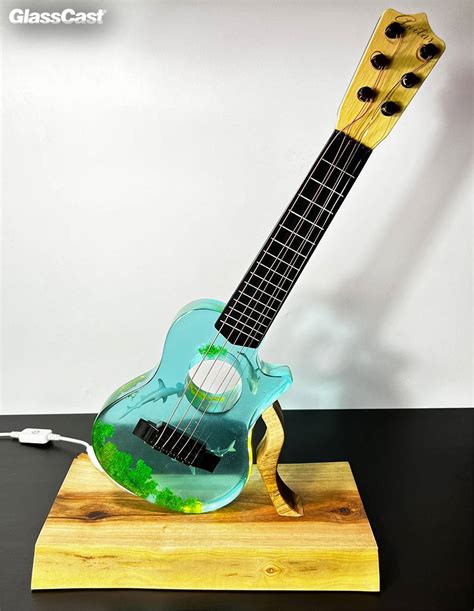 Sharks In Resin Ocean Guitar Lamp GlassCast