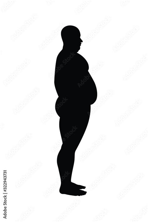 Fat Man Silhouette Vector On White Stock Vector Adobe Stock