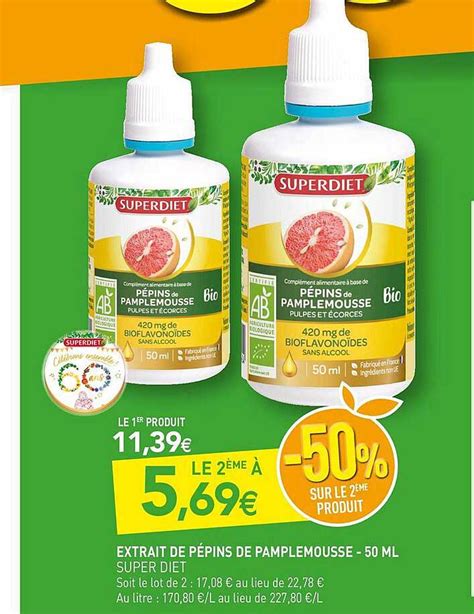 Promo Extrait De Pépins De Pamplemousse 50 Ml Super Diet chez NaturéO